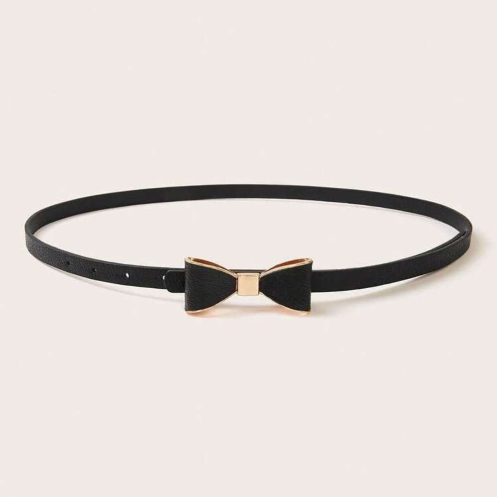 Elegant Black Bow Belt, Black Faux Leather Bow Belt